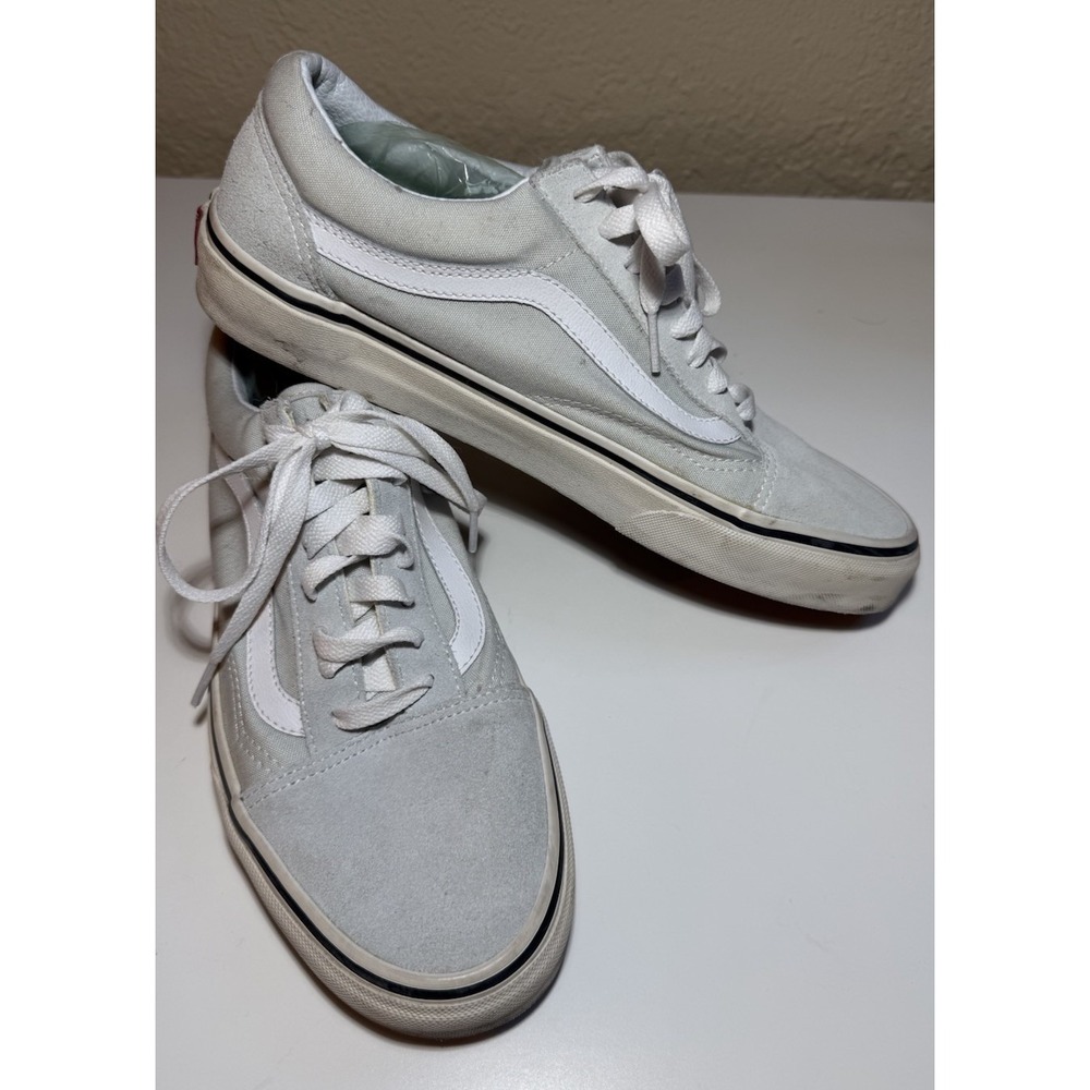 Vans Low Top Suede Canvas Sneakers Light Blue White Stripe US Men 8.5 EU41 CM26